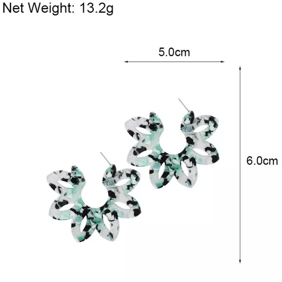 Dark Tortoise Petal Hoop Earrings! - Picture 5 of 7